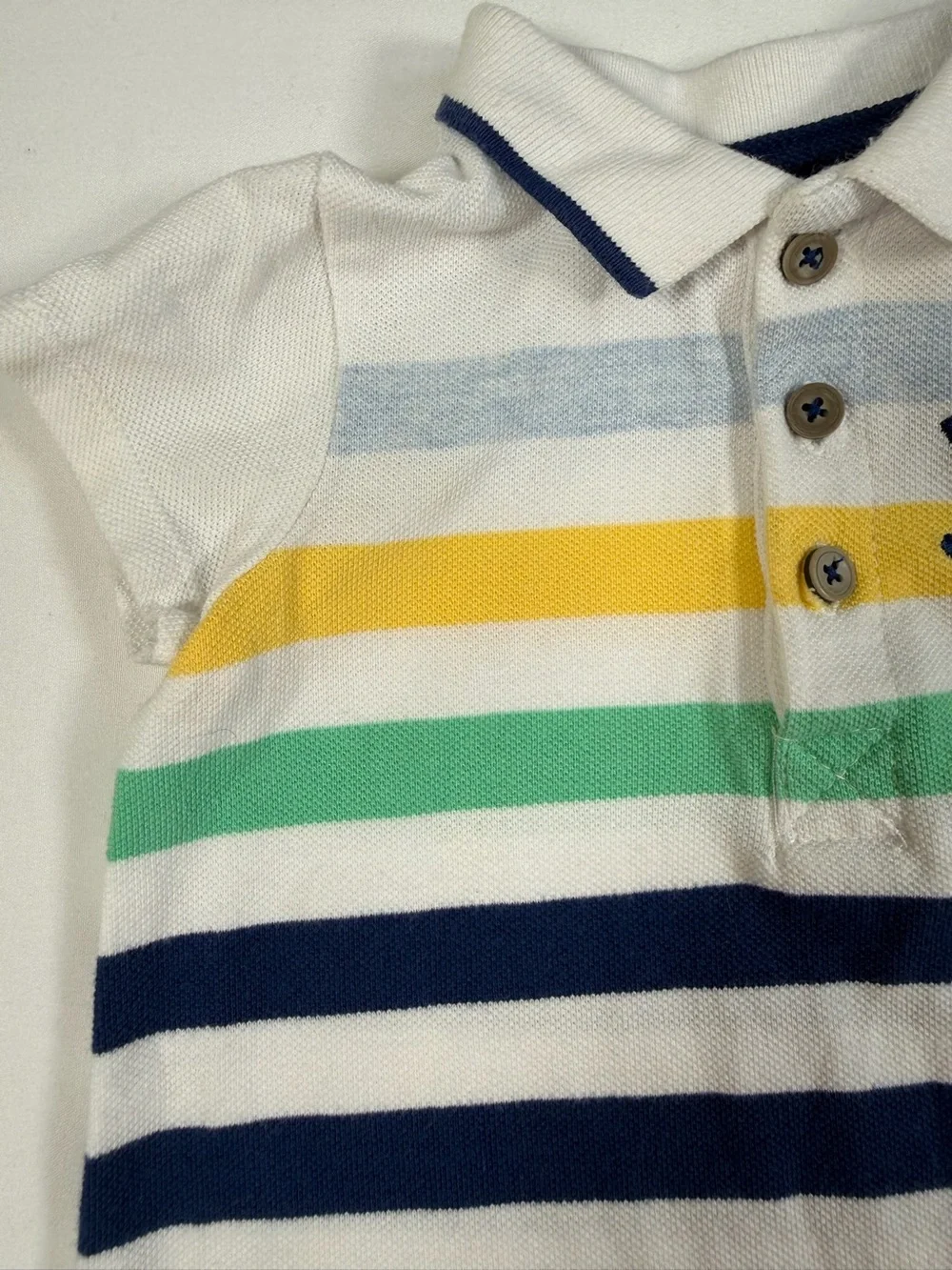 LITTLE ME Baby Boys Golf Polo Romper Striped Shortall Outfit 6M Preppy Nautical‎